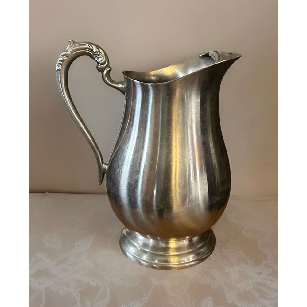 Vintage F.B. Rogers Provincetown Pewterlite Pewter Pitcher w Ice Lip